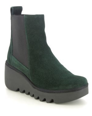 Fly London Bagu Blu Green Suede Womens Wedge Boots P501233-023 in a Plain Suede Leather in Size 39