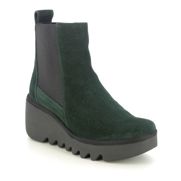 Fly London Bagu Blu Green Suede Womens Wedge Boots P501233-023 in a Plain Suede Leather in Size 39