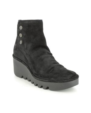 Fly London Brom Blu Black Suede Womens Wedge Boots P501344-001 in a Plain Suede Leather in Size 38