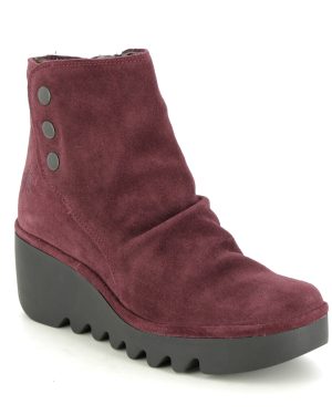 Fly London Brom Blu Wine Womens Wedge Boots P501344-004 in a Plain Leather in Size 38