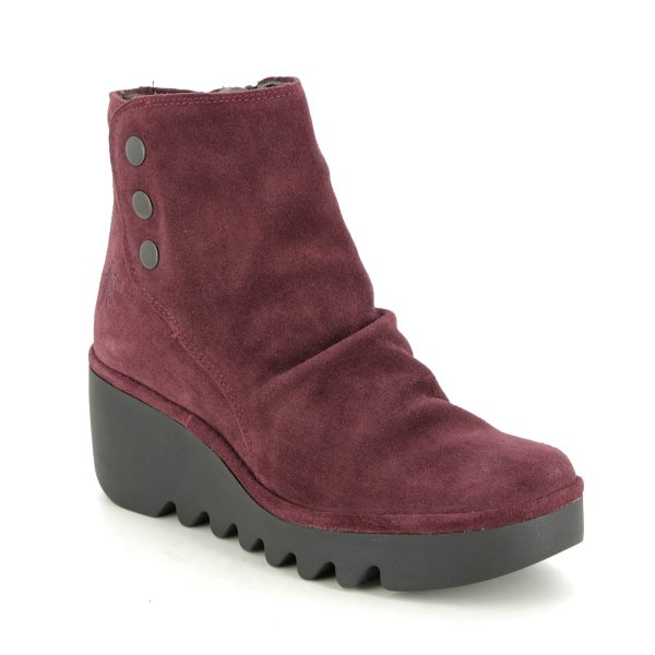 Fly London Brom Blu Wine Womens Wedge Boots P501344-004 in a Plain Leather in Size 38