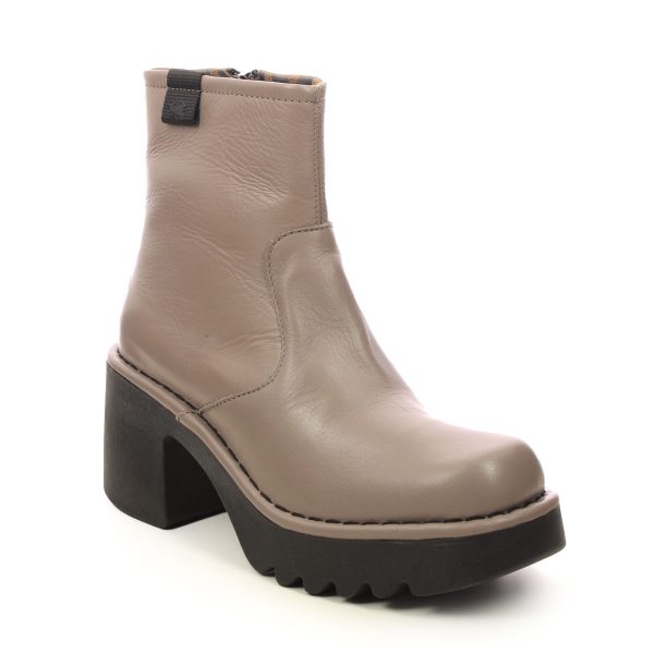 Fly London Moge Milverton Light Taupe Leather Womens Heeled Boots P701250-005 in a Plain Leather in Size 40