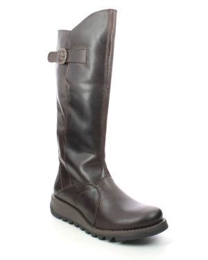 Fly London Mol 2 Brown leather Womens knee-high boots P142912-004 in a Plain Leather in Size 41