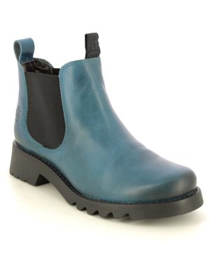 Fly London Rika Ronin BLUE LEATHER Womens Chelsea Boots P144894-001 in a Plain Leather in Size 39