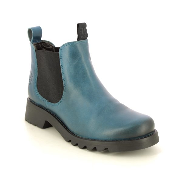 Fly London Rika Ronin BLUE LEATHER Womens Chelsea Boots P144894-001 in a Plain Leather in Size 39