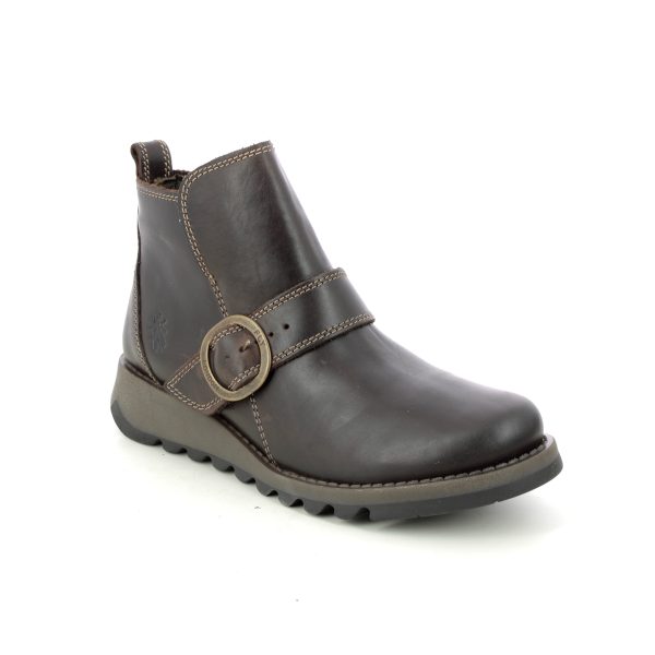 Fly London Sias Sminx Brown leather Womens ankle boots P144812-005 in a Plain Leather in Size 42