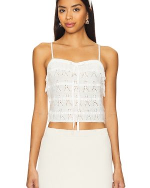 For Love & Lemons Jayla Knit Cami Top in Cream. Size M, S, XS.