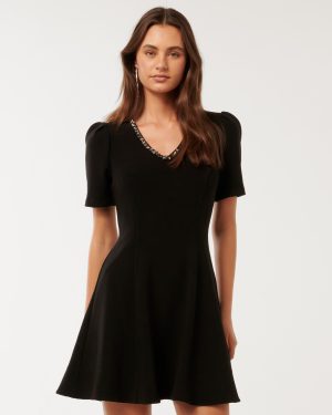 Forever New Women's Alessia Embellished Mini Dress in Black, Size 4 Main/Polyester