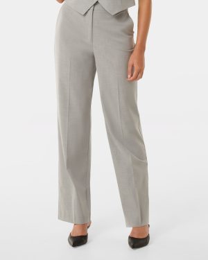 Forever New Women's Ava Straight-Leg Pants in Cloudy Grey Suit, Size 8 Polyester/Viscose/Elastane