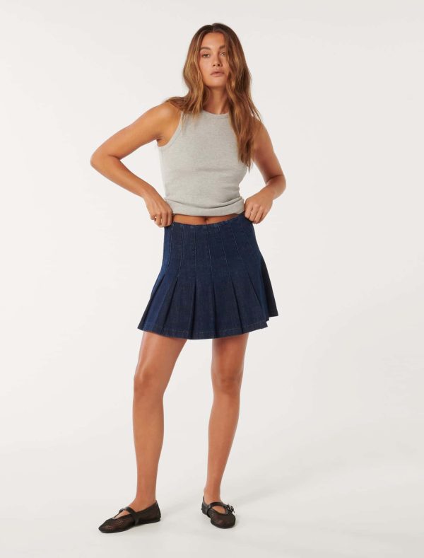 Forever New Women's Chelsea Denim Mini Skirt in Dark Wash, Size 16 100% Cotton