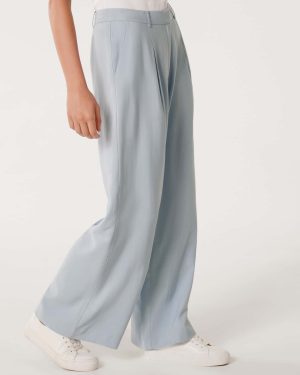 Forever New Women's Fran Wide-Leg Pants in Blue Suit, Size 16 Viscose/Polyester/Viscose