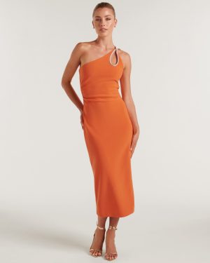 Forever New Women's Jasmine Teardrop Bodycon Midi Dress in Gerbera, Size 16 Main/Polyester