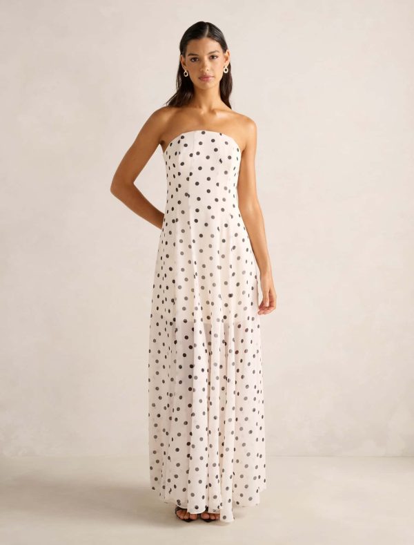 Forever New Women's Kimora Strapless Midi Dress in Porcelain Edmond Spot, Size 8 Main/Polyester