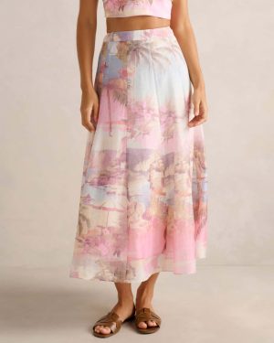 Forever New Women's Laia Midi Skirt in Soft Italian Co-ord, Size 10 Lyocell/Polyamide/Linen