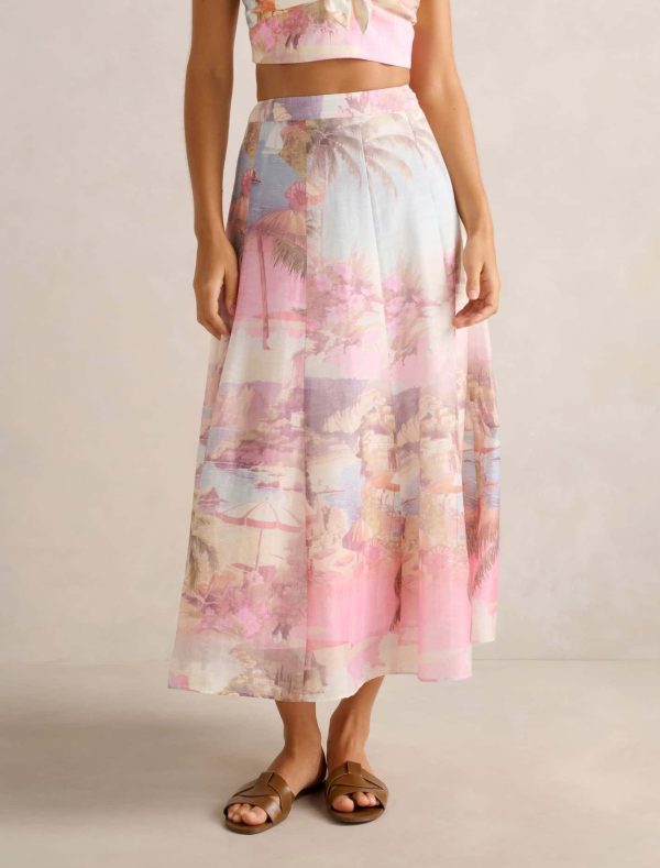 Forever New Women's Laia Midi Skirt in Soft Italian Co-ord, Size 10 Lyocell/Polyamide/Linen