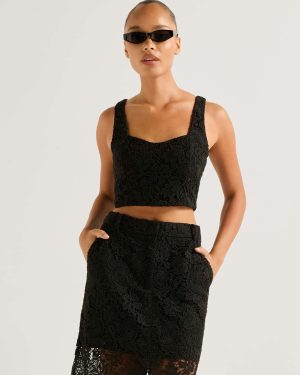 Forever New Women's Lana Lace Bralette Top in Black Co-Ord, Size 8 Main/Polyester