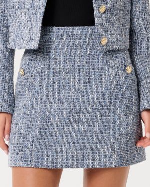 Forever New Women's Marley Mini Skirt in Blue Boucle Suit, Size 14 Cotton/Polyester/Wool