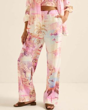 Forever New Women's Miley Linen Wide-Leg Trousers in Soft Italian Co-ord, Size 8 Linen/Viscose
