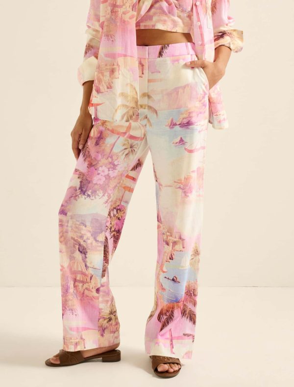 Forever New Women's Miley Linen Wide-Leg Trousers in Soft Italian Co-ord, Size 8 Linen/Viscose