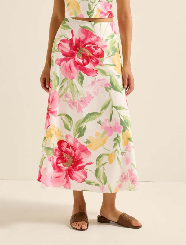 Forever New Women's Talia Printed Midi Skirt in Lyell Floral Co-ord, Size 10 Main/Cotton