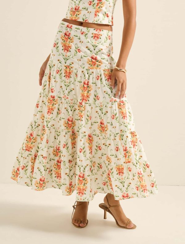 Forever New Women's Tilly Tiered Midi Skirt in Harmony Co-ord, Size 8 Main/Cotton