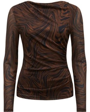 Forever New Zali Ruched Mesh Long Sleeves Top - Multi