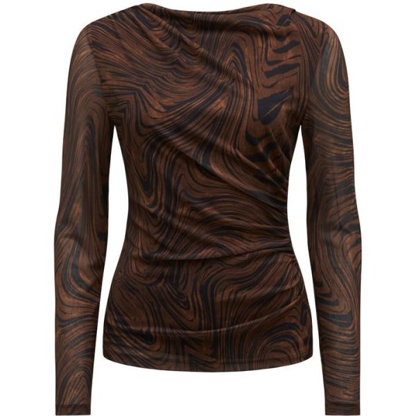 Forever New Zali Ruched Mesh Long Sleeves Top - Multi
