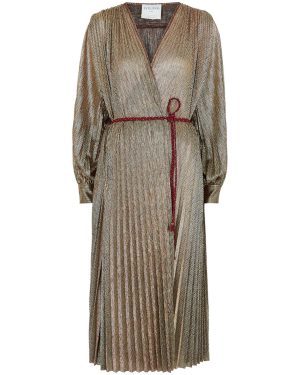 Forte_forte Gold Pleated Wrap Dress - Metallic Gold - 2