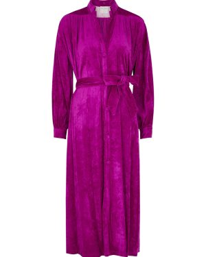 Forte_forte Magenta Velvet Shirt Dress - Pink - 3