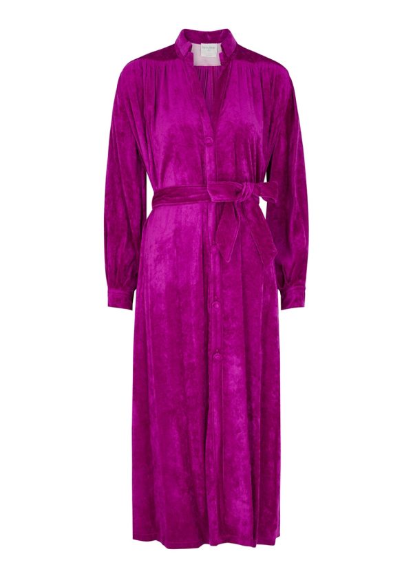 Forte_forte Magenta Velvet Shirt Dress - Pink - 3