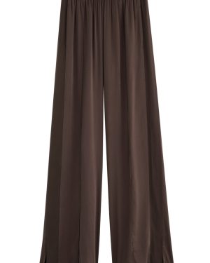 Forte_forte Wide-leg Stretch-silk Satin Trousers - Dark Red - 1 (UK 8 / S)