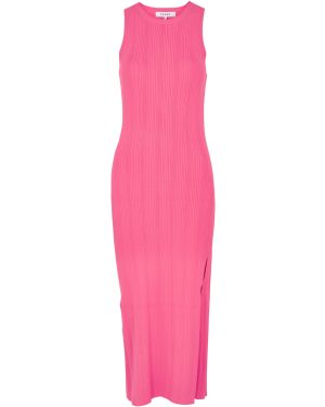 Frame Cut-out Ribbed-knit Midi Dress - Pink - M