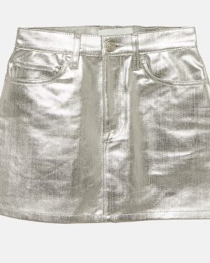 Frame Silver Coated Denim Mini Skirt S