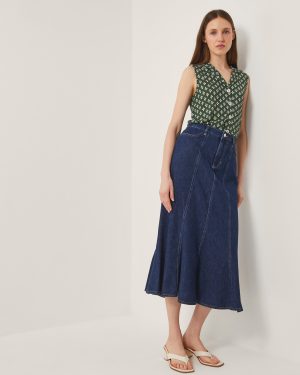 Fran Seam Denim Maxi Skirt Blue