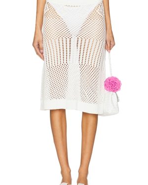 Frankies Bikinis Orchard Crochet Midi Skirt in White. Size S, XL.