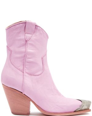 Free People Brayden Leather Cowboy Boots - Pink - 7