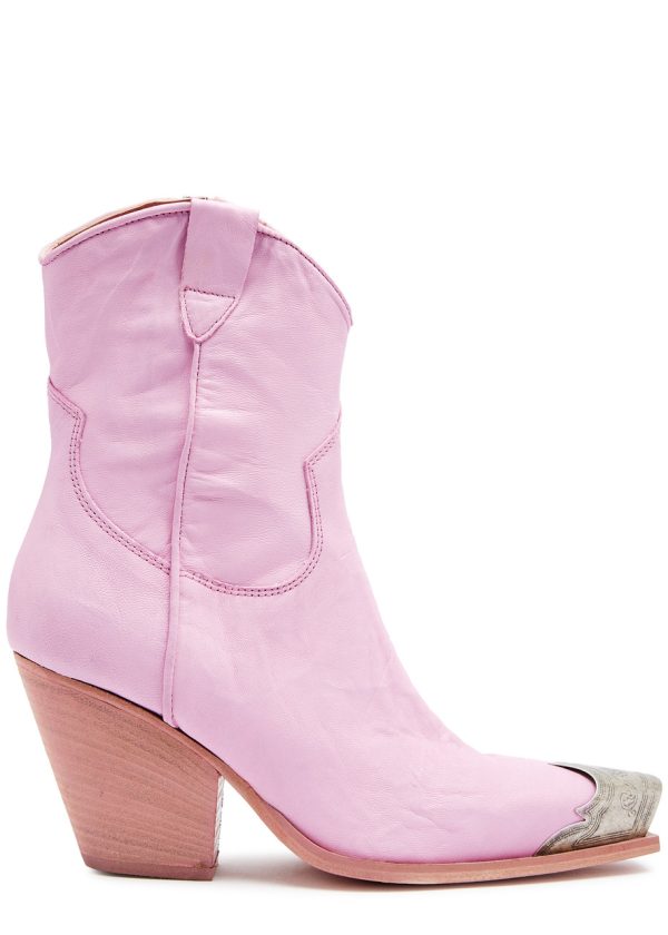 Free People Brayden Leather Cowboy Boots - Pink - 7