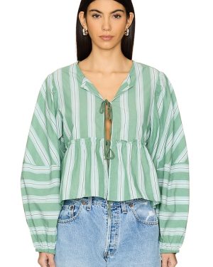 Free People Brunch Babe Blouse in Green. Size S, XS.