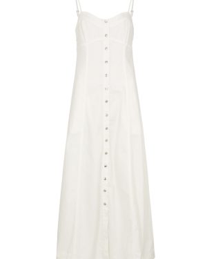 Free People Just Jill Denim Maxi Dress - Ivory - M (UK 12-14 / M)