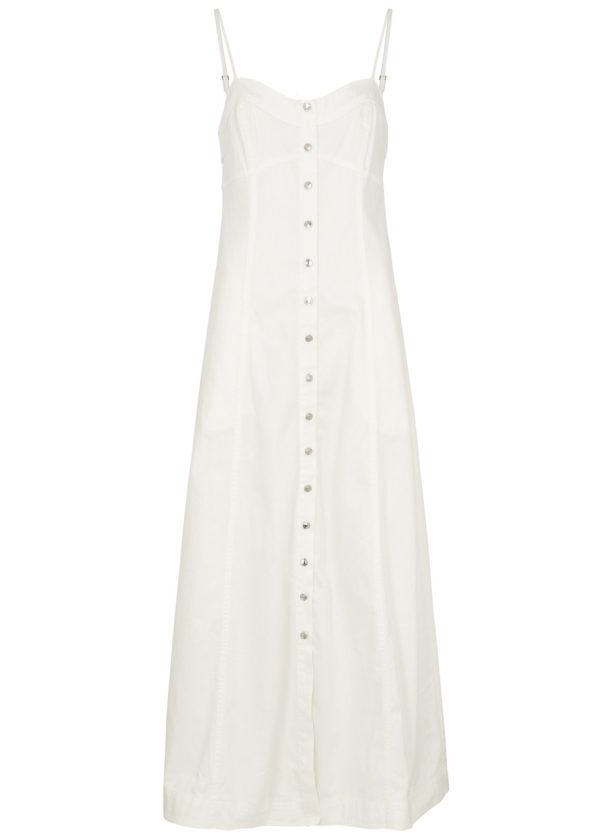Free People Just Jill Denim Maxi Dress - Ivory - M (UK 12-14 / M)