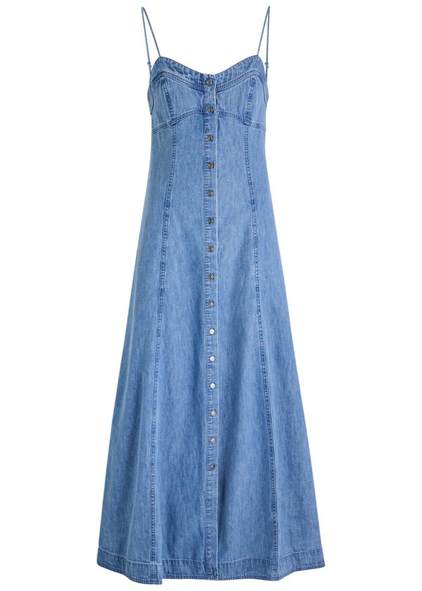 Free People Just Jill Denim Maxi Dress - L (UK16-UK18 / L)