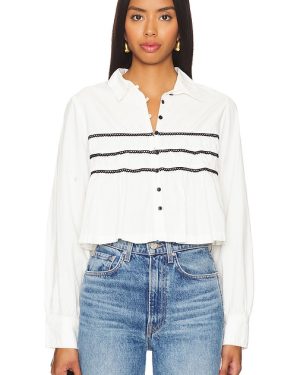 Free People Lace Lover Blouse in White. Size S.