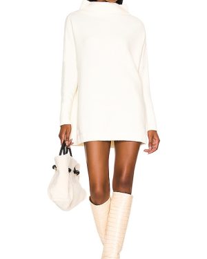 Free People Ottoman Slouchy Tunic Sweater Dress in Ecru in White. Size XL, XS.