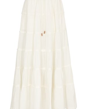 Free People Simply Smitten Tiered Cotton Maxi Skirt - White - S