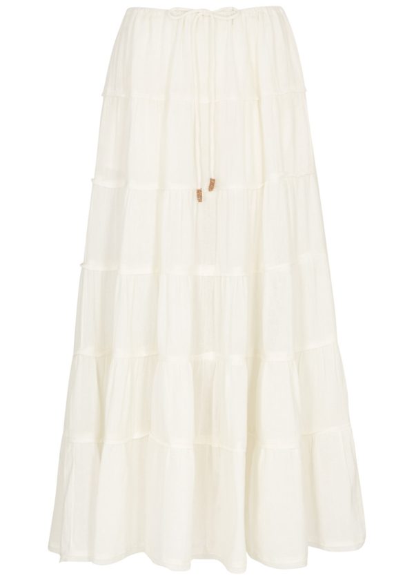 Free People Simply Smitten Tiered Cotton Maxi Skirt - White - S