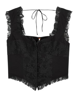 Free People Wildest Dreams Lace-panelled Corset top - Black - M