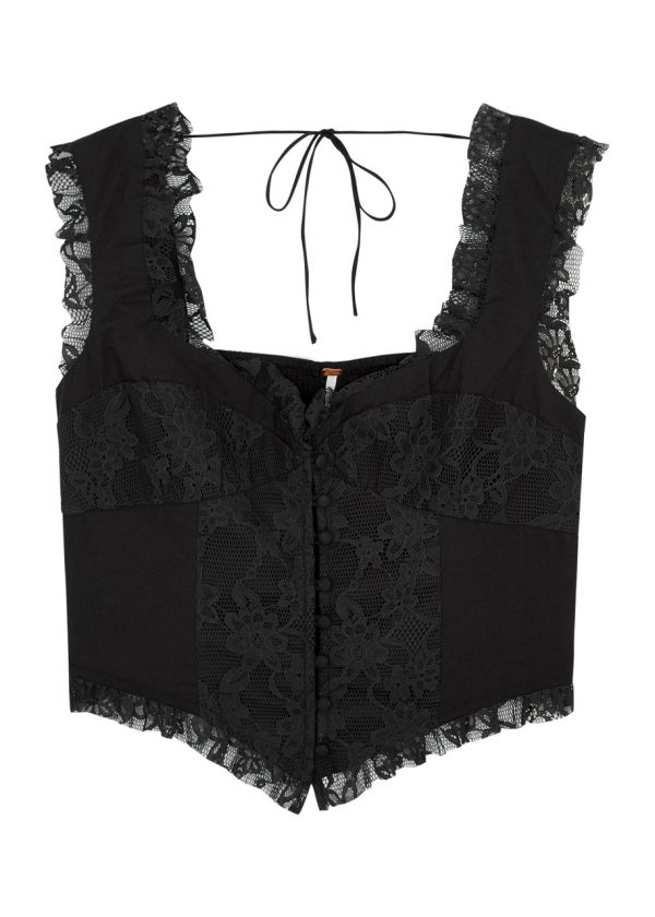 Free People Wildest Dreams Lace-panelled Corset top - Black - M