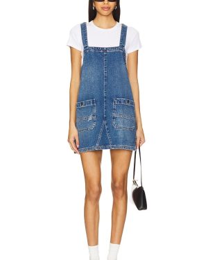 Free People x We The Free Overall Smock Mini Dress in Blue. Size M, S, XS.