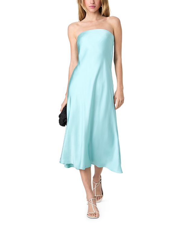 French Connection Oona Satin Strapless Midi Dress