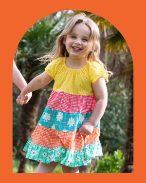 Frugi Dorothy Print Tiered Swing Dress Multi